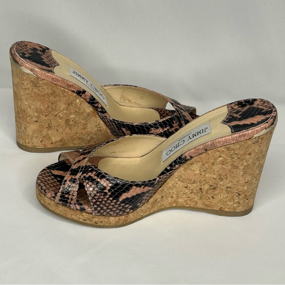 Jimmy Choo Almer 80 Snake-Effect Leather Sandals, 7.5, 37 1/2 - Picture 6 of 13